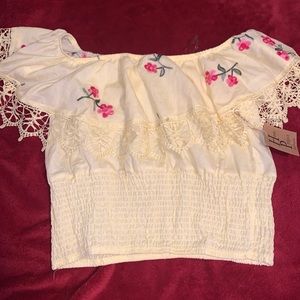 Yellow off the shoulder blouse